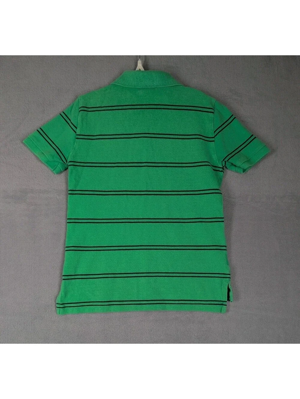 Polo Ralph Lauren Boys M 10/12 Green Striped Cotton Mesh Polo Shirt Preppy VTG